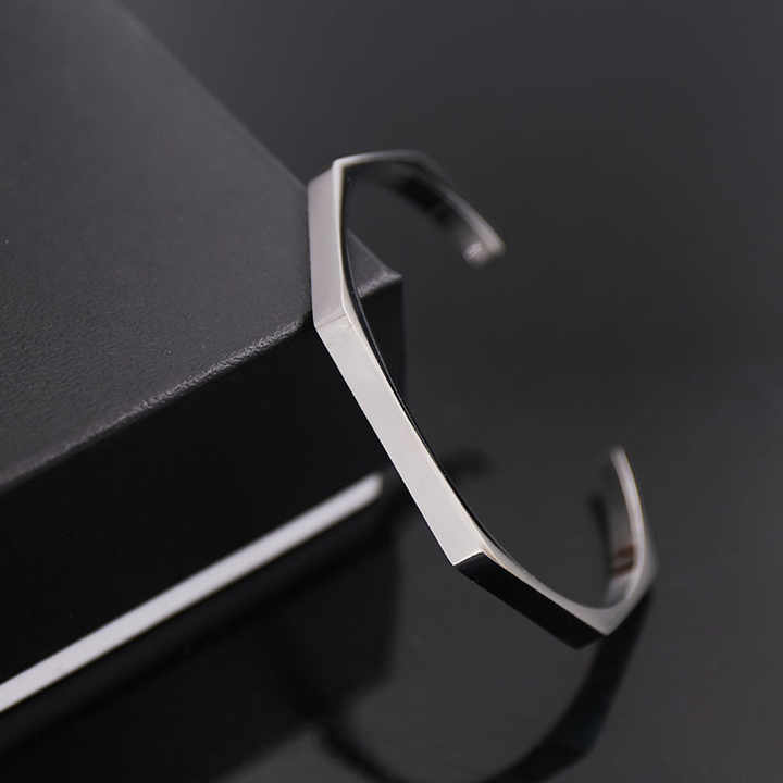 Stainless Steel Hexagon Cuff Bangle