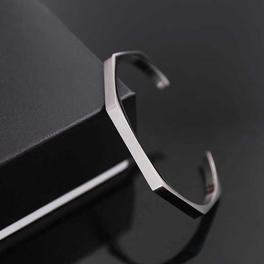 Stainless Steel Hexagon Cuff Bangle